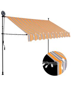 Copertină retractabilă manual cu led, galben & albastru, 300 cm