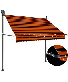 Copertină retractabilă manual cu led, portocaliu & maro, 200 cm