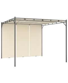 Pavilion de grădină cu perdea laterală, crem, 3x3x2,25 m