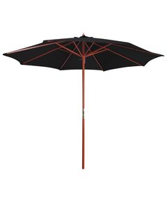 Umbrelă de soare cu stâlp din lemn, negru, 300 x 258 cm