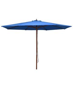 Umbrelă de soare de exterior, stâlp din lemn, albastru, 350 cm