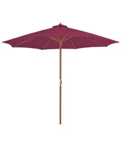 Umbrelă de soare exterior, stâlp din lemn, 300 cm, roșu bordo