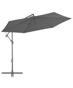 Umbrelă suspendată cu stâlp din aluminiu, negru, 300 cm