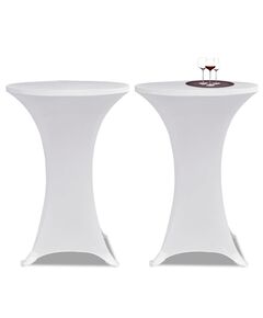 Husă de masă cu picior Ø80 cm, 2 buc., alb, elastic
