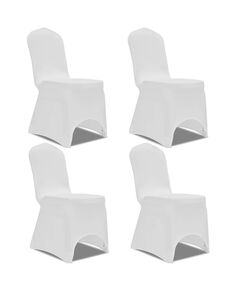 Husă de scaun elastică, 4 buc., alb
