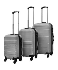 Set valize rigide, argintiu, 3 buc., 45,5/55/66 cm