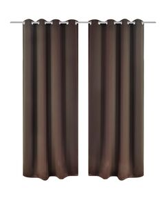 Draperii opace cu ocheți metalici, 2 buc, 135 x 175 cm, maro