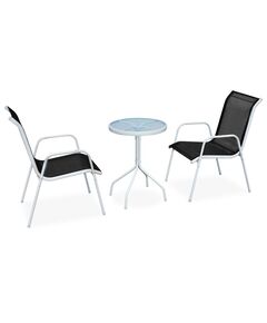 Set mobilier bistro, 3 piese, negru, oțel