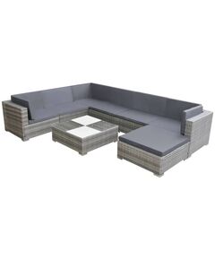 Set mobilier de grădină cu perne, 8 piese, gri, poliratan