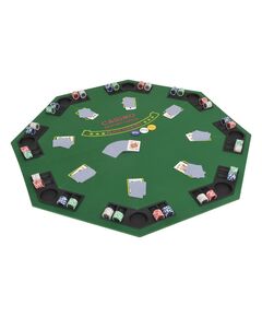 Masă poker pliabilă în două părți, 8 jucători, octogonal verde