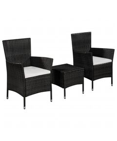 Set mobilier bistro, 3 piese, negru, poliratan