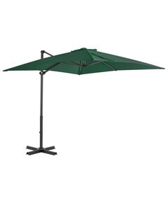 Umbrelă suspendată cu stâlp din aluminiu, verde, 250x250 cm