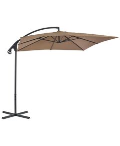 Umbrelă suspendată cu stâlp din oțel, gri taupe, 250 x 250 cm