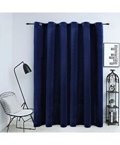 Draperie opacă albastru închis 290x245cm catifea inele metalice