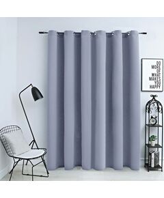 Draperie opacă cu inele metalice, gri, 290 x 245 cm