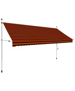 Copertină retractabilă manual, portocaliu și maro, 350 cm