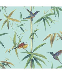 Noordwand tapet kolibri and bamboo, turcoaz