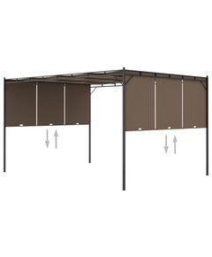 Pavilion de grădină cu perdea laterală, gri taupe, 4x3x2,25 m