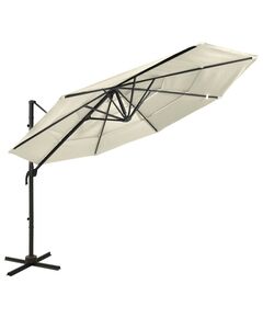 Umbrelă de soare 4 niveluri, stâlp de aluminiu, nisipiu, 3x3 m