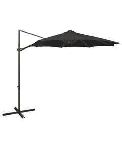 Umbrelă suspendată cu stâlp și led-uri, negru, 300 cm