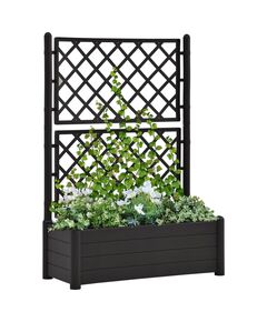 Jardinieră de grădină cu spalier, antracit, 100x43x142, pp