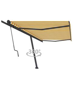 Copertină autonomă retractabilă automat galben&alb 500x350 cm