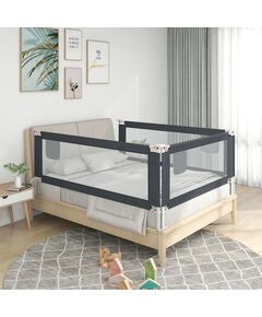 Balustradă de protecție pat copii, gri închis, 120x25 cm textil