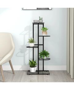 Suport pentru flori cu 5 niveluri, negru, 43x22x98 cm, metal