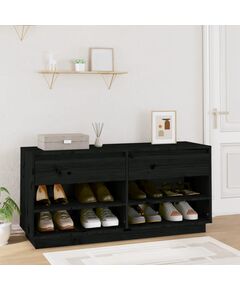 Pantofar, negru, 110x34x52 cm, lemn masiv de pin