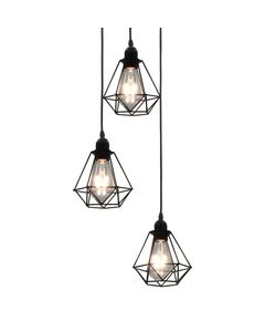 Lustră cu design diamant, negru, 3 x bec e27