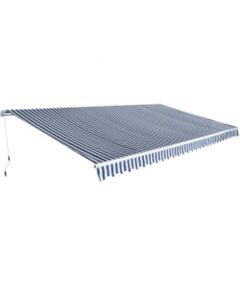 Copertină pliabilă acționată manual, albastru/alb, 600 cm