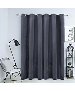 Draperie opacă cu inele metalice, antracit, 290x245 cm, catifea