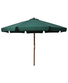 Umbrelă de soare de exterior, stâlp din lemn, verde, 330 cm