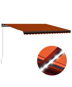 Copertină retractabilă manual led portocaliu/maro, 450 x 300 cm