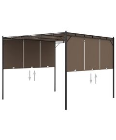 Pavilion de grădină cu perdea laterală, gri taupe, 3x3x2,25 m