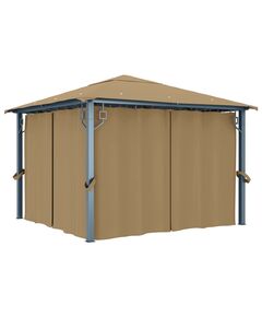 Pavilion cu perdele, gri taupe, 300 x 300 cm, aluminiu