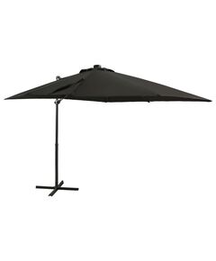 Umbrelă suspendată cu stâlp și led-uri, negru, 250 cm