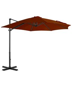 Umbrelă suspendată cu stâlp din aluminiu, cărămiziu, 300 cm