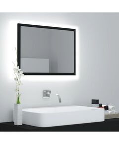 Oglindă de baie cu led, negru, 60x8,5x37 cm, acril