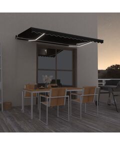 Copertină manuală retractabilă, cu led, antracit, 450x350 cm