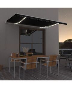 Copertină retractabilă manual cu led, antracit, 400x350 cm