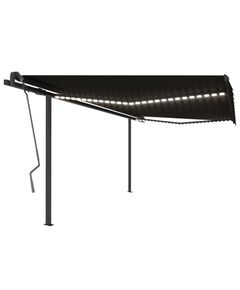 Copertină retractabilă manual, cu led, antracit, 4x3,5 m