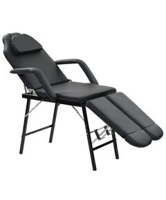 Scaun tratament facial, piele artificială, 185x78x76 cm, negru