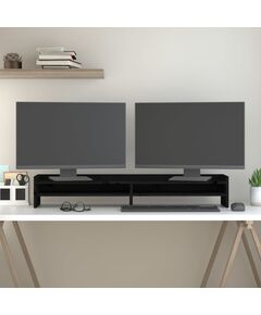 Suport pentru monitor, negru, 100x24x16 cm, lemn masiv de pin
