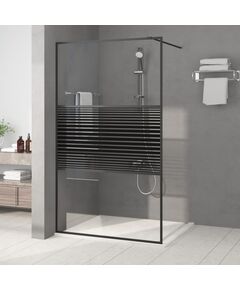 Paravan de duș walk-in negru 115x195 cm sticlă esg transparentă