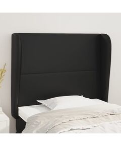 Tăblie de pat cu aripioare, negru, 93x23x118/128 cm, piele eco