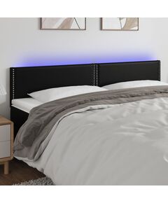 Tăblie de pat cu led, negru, 180x5x78/88 cm, piele ecologică