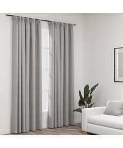 Perdele opace aspect pânză, cârlige 2 buc. gri taupe 140x245 cm