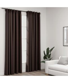 Perdele opace aspect pânză cârlige 2 buc. gri taupe 140x225 cm