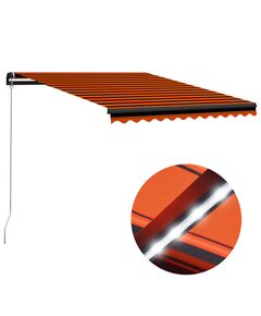 Copertină retractabilă manual led portocaliu și maro 300x250 cm